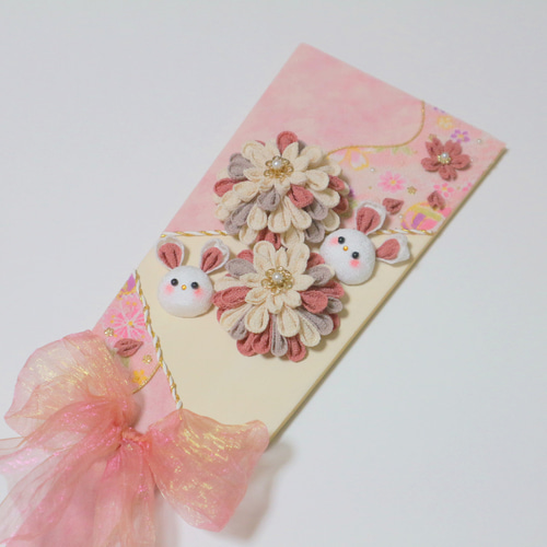 羽子板飾り】うさぎと桜 つまみ細工/初節句/新年/ひな祭り/七五三