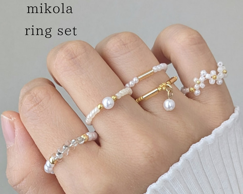 優　ビーズリング 5点セット✧ビーズリング ビーズリング リング 指輪 ビーズ 指輪