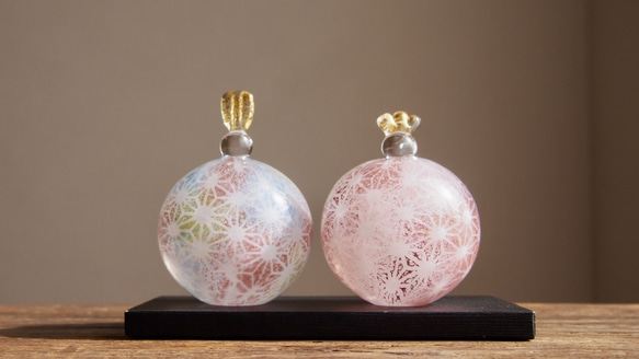 送料無料】ガラス雛【麻の葉】淡彩a ひな人形・雛飾り glass CALMA