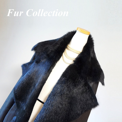 新同✩32万✩本物✩ムートンコート✩ブルーフォックス✩柔らか軽い✩ツルツル革 柔らかな着心地☆フォックスファー付きWフェイスムートンコート