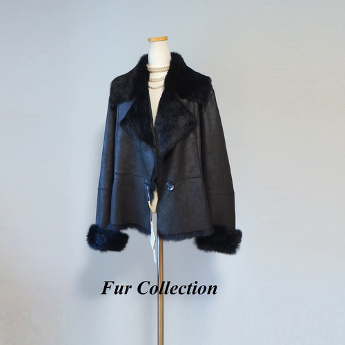 イタリアの粋が香る☆贅沢なミンクファーフード付異素材MIXコート  