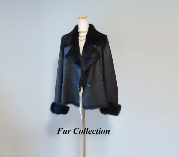着る人を選べない黒☆ダブルフェイスムートンコート本革ジャケット