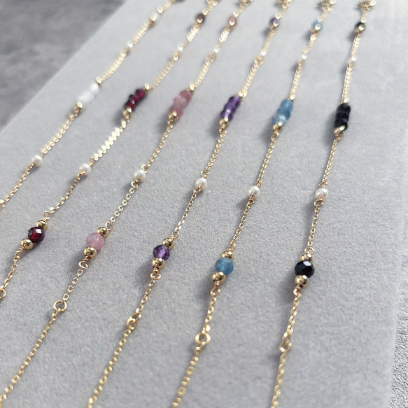 華奢！天然石ブレスレット【ゴールド】 4枚目の画像