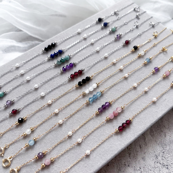 華奢！天然石ブレスレット【ゴールド】 5枚目の画像