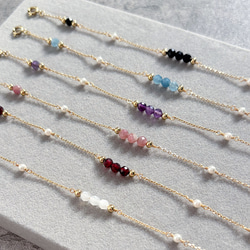 華奢！天然石ブレスレット【ゴールド】 3枚目の画像