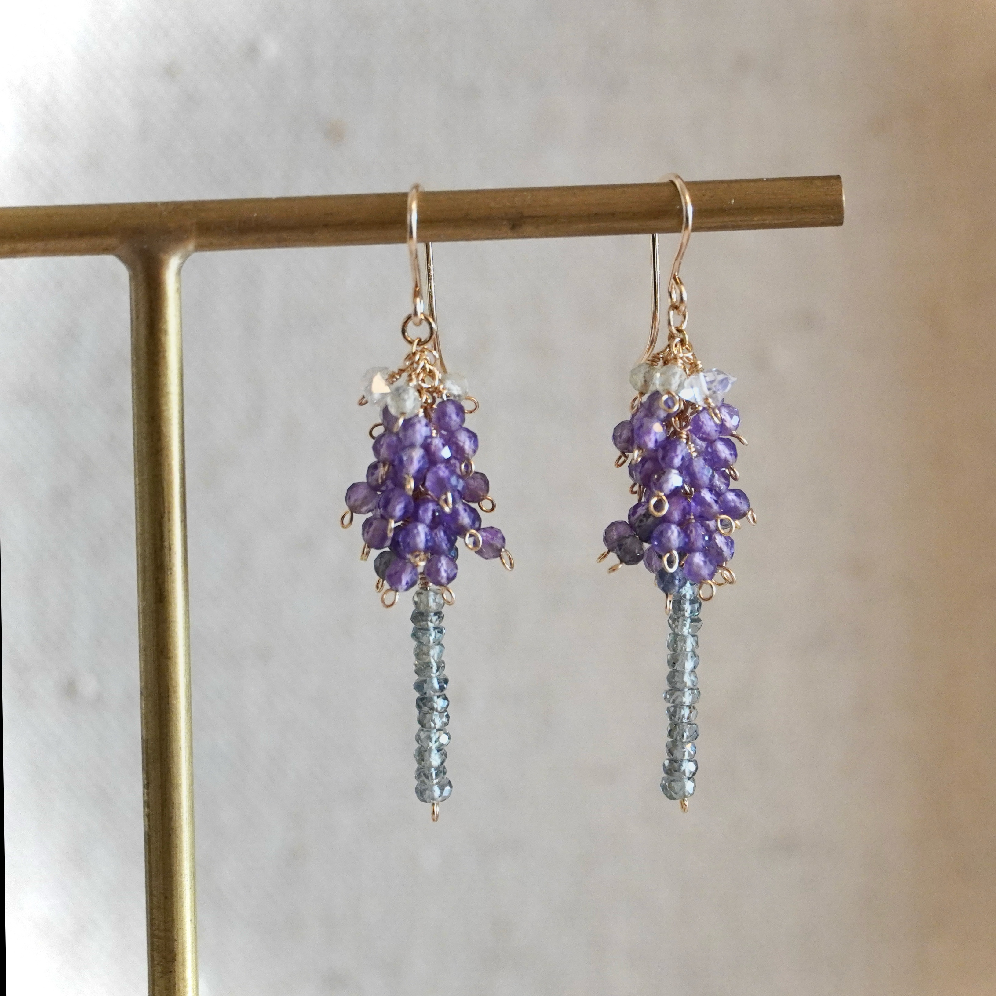 ムスカリのピアス【All 14Kgf&天然石】アメジスト他