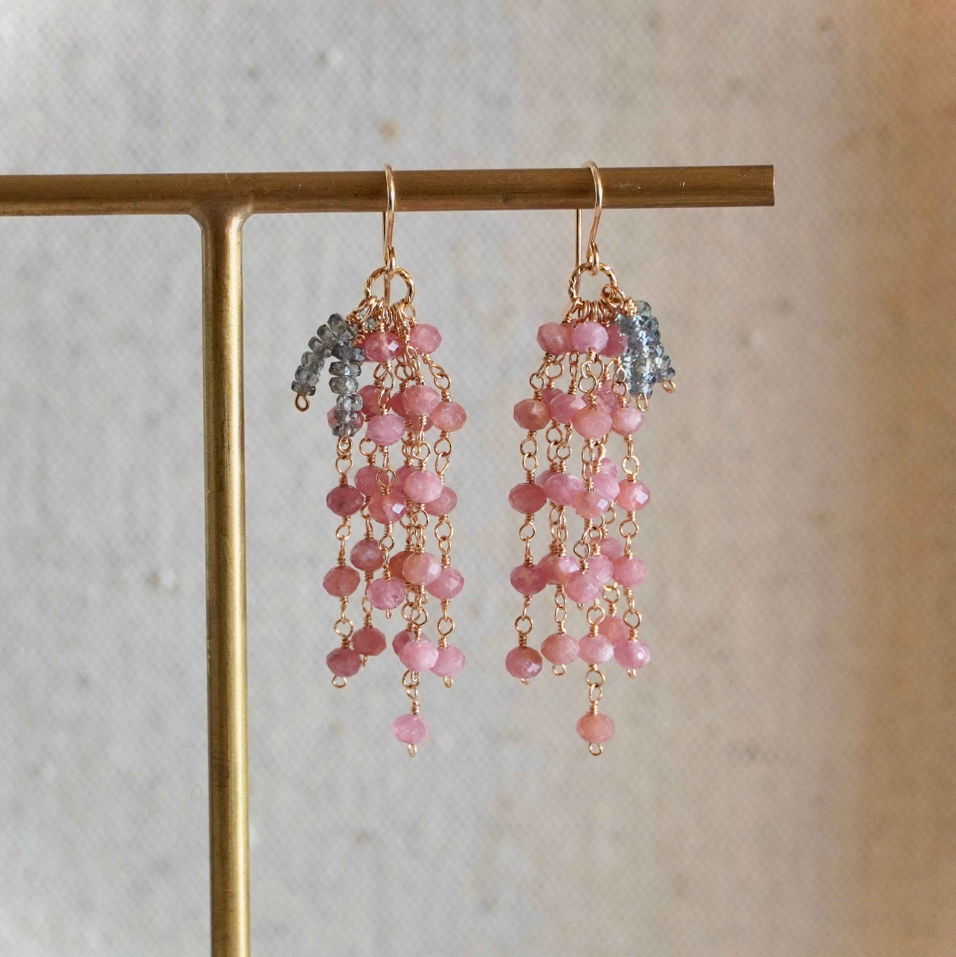 天然石♡レア♡ピンククレイジーレースアゲートのピアス14kgf