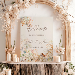 ウェルカムボード 紫陽花 あじさい 水彩 春夏婚 WE-026 ウェルカム