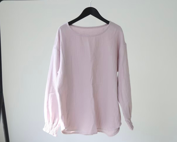 【22色から】ふわふわ厚みが2倍！厚手ダブルガーゼブラウス／シャーリング袖のシンプルなブラウス／ふっくらダブルガーゼ 11枚目の画像