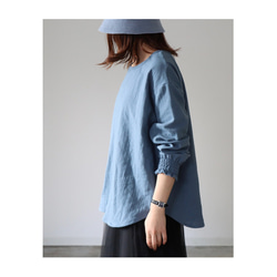 【22色から】ふわふわ厚みが2倍！厚手ダブルガーゼブラウス／シャーリング袖のシンプルなブラウス／ふっくらダブルガーゼ 5枚目の画像