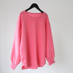 【22色から】ふわふわ厚みが2倍！厚手ダブルガーゼブラウス／シャーリング袖のシンプルなブラウス／ふっくらダブルガーゼ 8枚目の画像