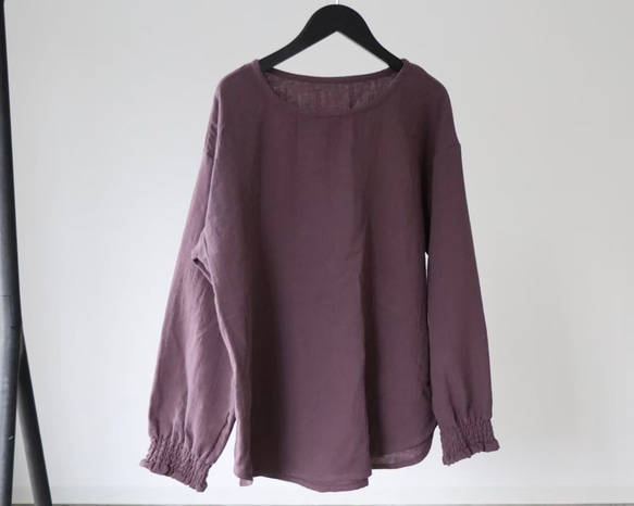 【22色から】ふわふわ厚みが2倍！厚手ダブルガーゼブラウス／シャーリング袖のシンプルなブラウス／ふっくらダブルガーゼ 12枚目の画像