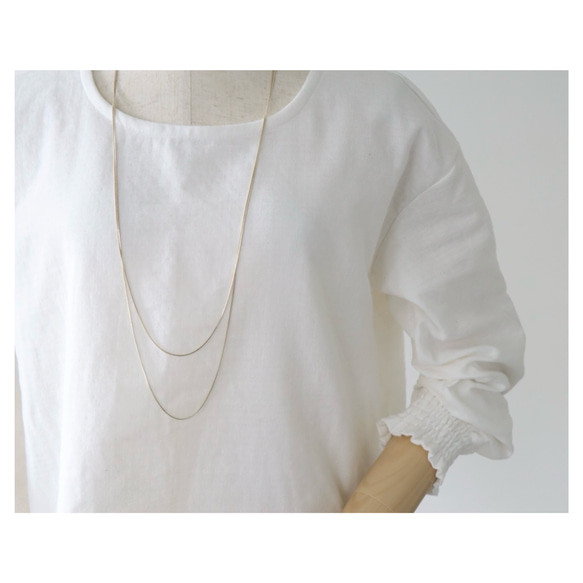 【22色から】ふわふわ厚みが2倍！厚手ダブルガーゼブラウス／シャーリング袖のシンプルなブラウス／ふっくらダブルガーゼ 4枚目の画像