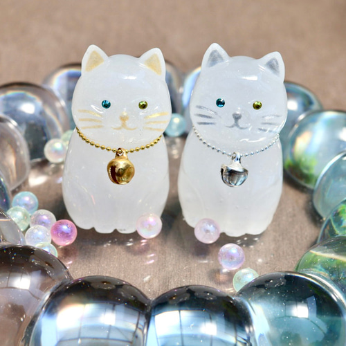 送料無料】盛り塩 ゴールド 猫 1個 オッドアイ インテリア じゃき払い