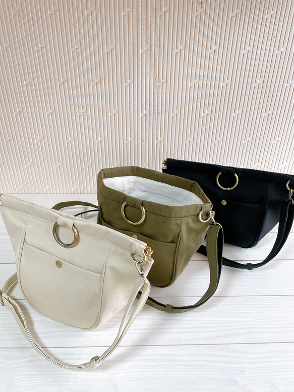 倉敷帆布 『6角形に開くバネ口』 ショルダーバッグ 三日月バッグ