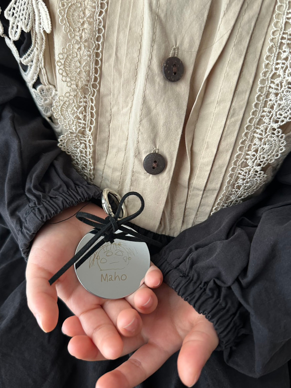 stainless name tag┃名入れ&送料無料◎お名前キーホルダー　刻印　名入れ　子どもの絵　ネームタグ 9枚目の画像