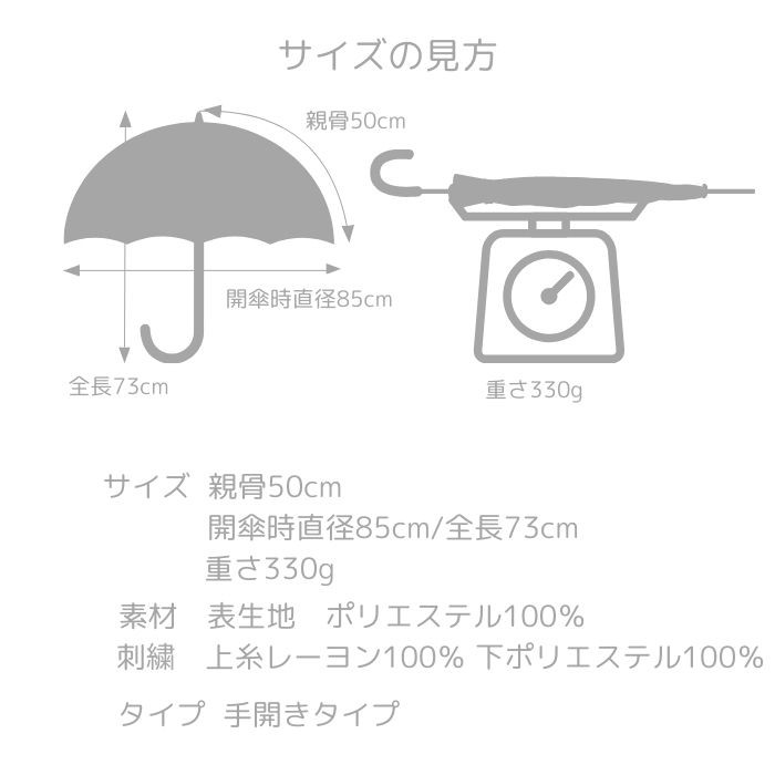 クラシコ 完全遮光 100% 晴雨兼用 ローズ刺繍 ショート 50㎝ オフホワイト ベージュ 二重張り 薔薇