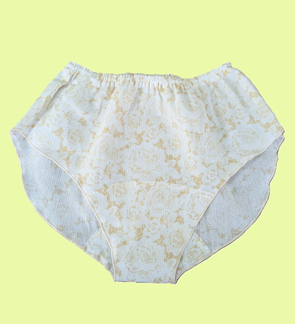 えっ！履いてたっけ？締め付けなし　　高島ちぢみ　こころよしショーツ（マスタード　レース） 1枚目の画像