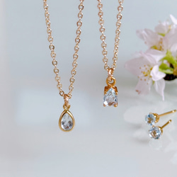 春の福袋《3月誕生石》アクアマリン しずく ネックレス ピアス セット イヤリング 金属アレルギー 誕生日 母の日ギフト 3枚目の画像