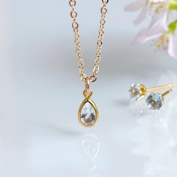 春の福袋《3月誕生石》アクアマリン しずく ネックレス ピアス セット イヤリング 金属アレルギー 誕生日 母の日ギフト 13枚目の画像