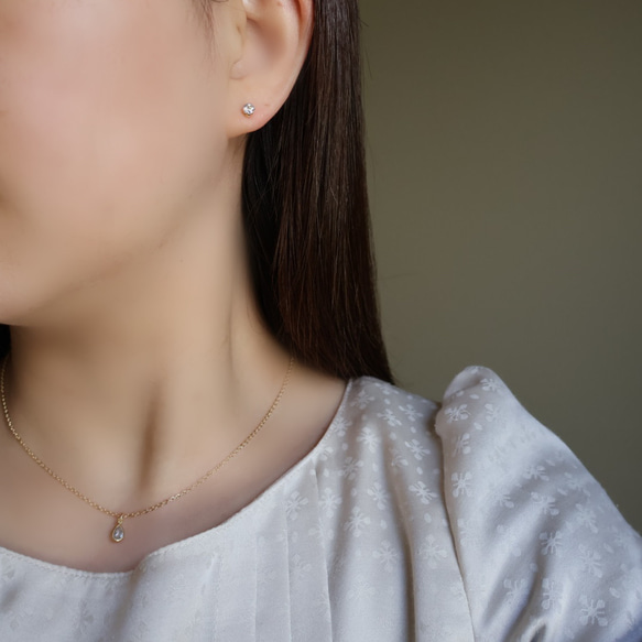 春の福袋《3月誕生石》アクアマリン しずく ネックレス ピアス セット イヤリング 金属アレルギー 誕生日 母の日ギフト 2枚目の画像