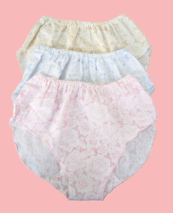 えっ！履いてたっけ？締め付けなし　　高島ちぢみ　こころよしショーツ（ブルー　レース） 5枚目の画像