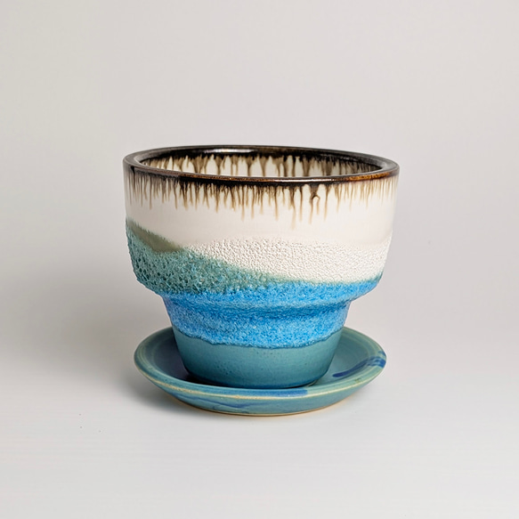 植木鉢 陶器 信楽焼【アダラS 琵琶湖ブルー】観葉植物 塊根植物 多肉