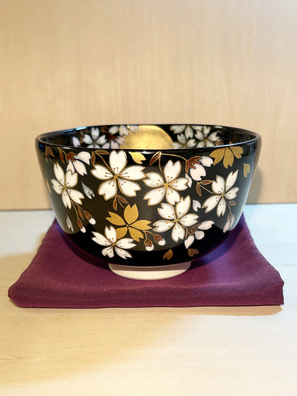 黒釉 金彩 月夜の桜 抹茶茶碗 茶碗・めし碗 清香〜きよか〜 通販