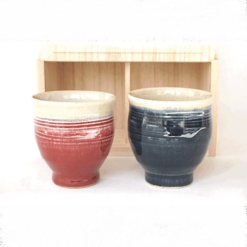 酒津榎窯湯呑みペアセット お祝い コーヒー 敬老の日 プレゼント