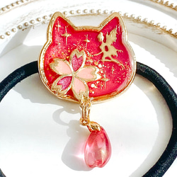 レジンヘアゴム桜レース淡色ピンクシンプル