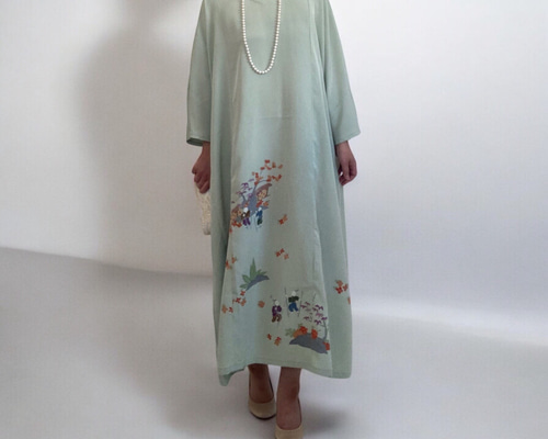3XL 着物リメイク, 訪問着,上品ワンピース 着物 おうんちゃん
