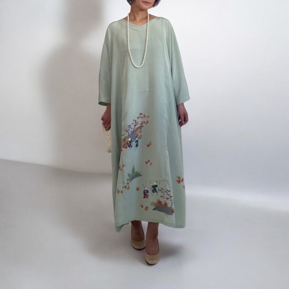 【2025正規激安】 3XL 着物リメイク, おうんちゃん 着物 訪問着,上品ワンピース ワンピース
