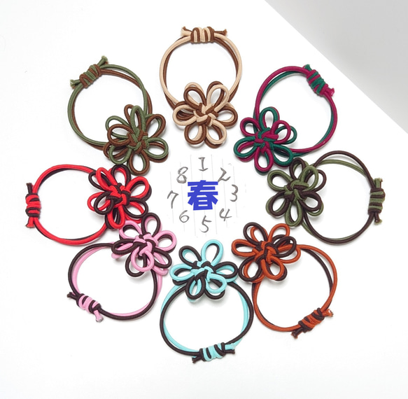 中太ゴム2色のヘアゴム 春 ブレスレットにも 花結び 飾り結び