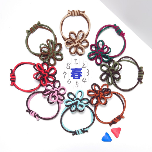 中太ゴム2色のヘアゴム 春 ブレスレットにも 花結び 飾り結び