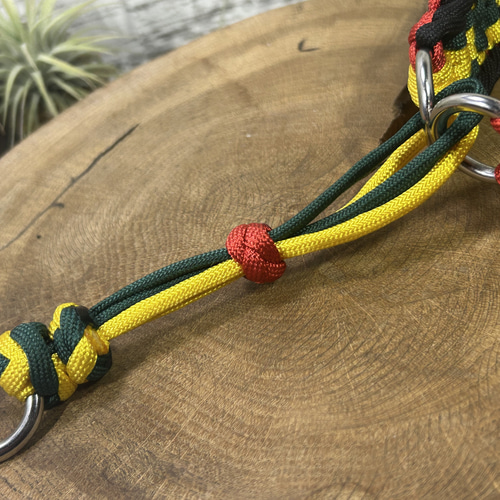 パラコードハーフチョーカー ダイヤ柄 ラスタカラー サイズ30cm リード