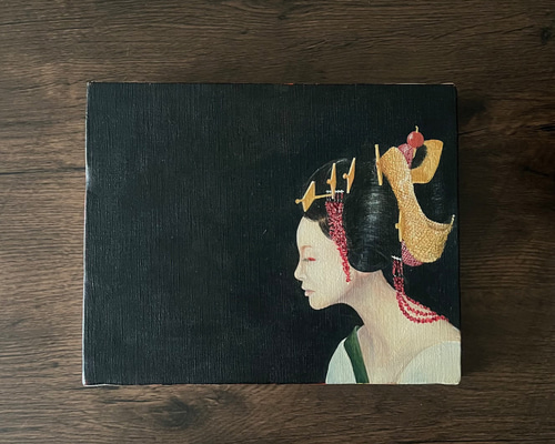 油絵（Ｆ3）「美人」 人物 油彩画 F3 肉筆(額装無) 絵画 antique art nozomi 通販