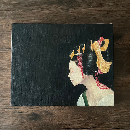 人物 油彩画 F3 肉筆(額装無) 花魁 絵画 antique art nozomi 通販