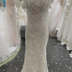 総レースウエディングドレス マーメイド トレーン ホルターネック 結婚