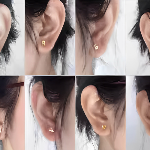 K24（片耳）K24純金イニシャルピアス24金ネームピアス24K純金スタッド