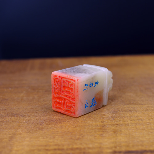 篆刻作品【明心】 朱文印 鳥蟲篆 落款印 遊印 手作り印 博悦堂