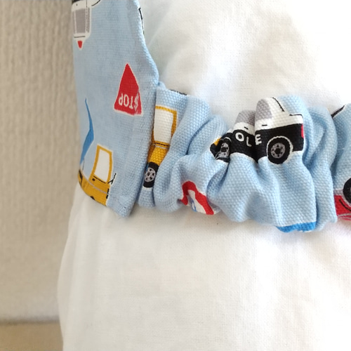 働く車J（サックスブルー）子供用三角巾 ゴム紐付 その他入園