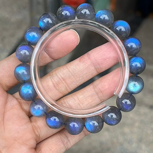 11mm 天然無処理 ラブラドライト ブレスレット ブレスレット