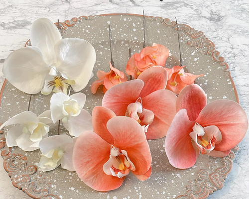 完成品】アーティフィシャルフラワー ヘッド装花 胡蝶蘭 ヘッド
