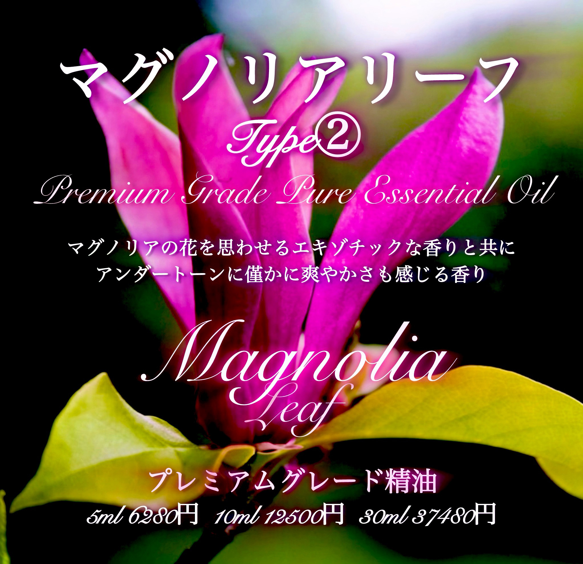 【花を思わせるエキゾチックな香り】マグノリアリーフType②精油10ml
