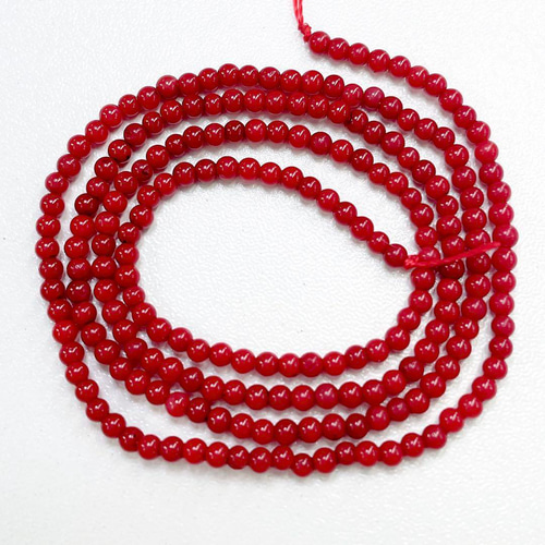 t214 染め珊瑚 丸玉 血赤色 極小 1連 天然石 sk天然石&パール 通販