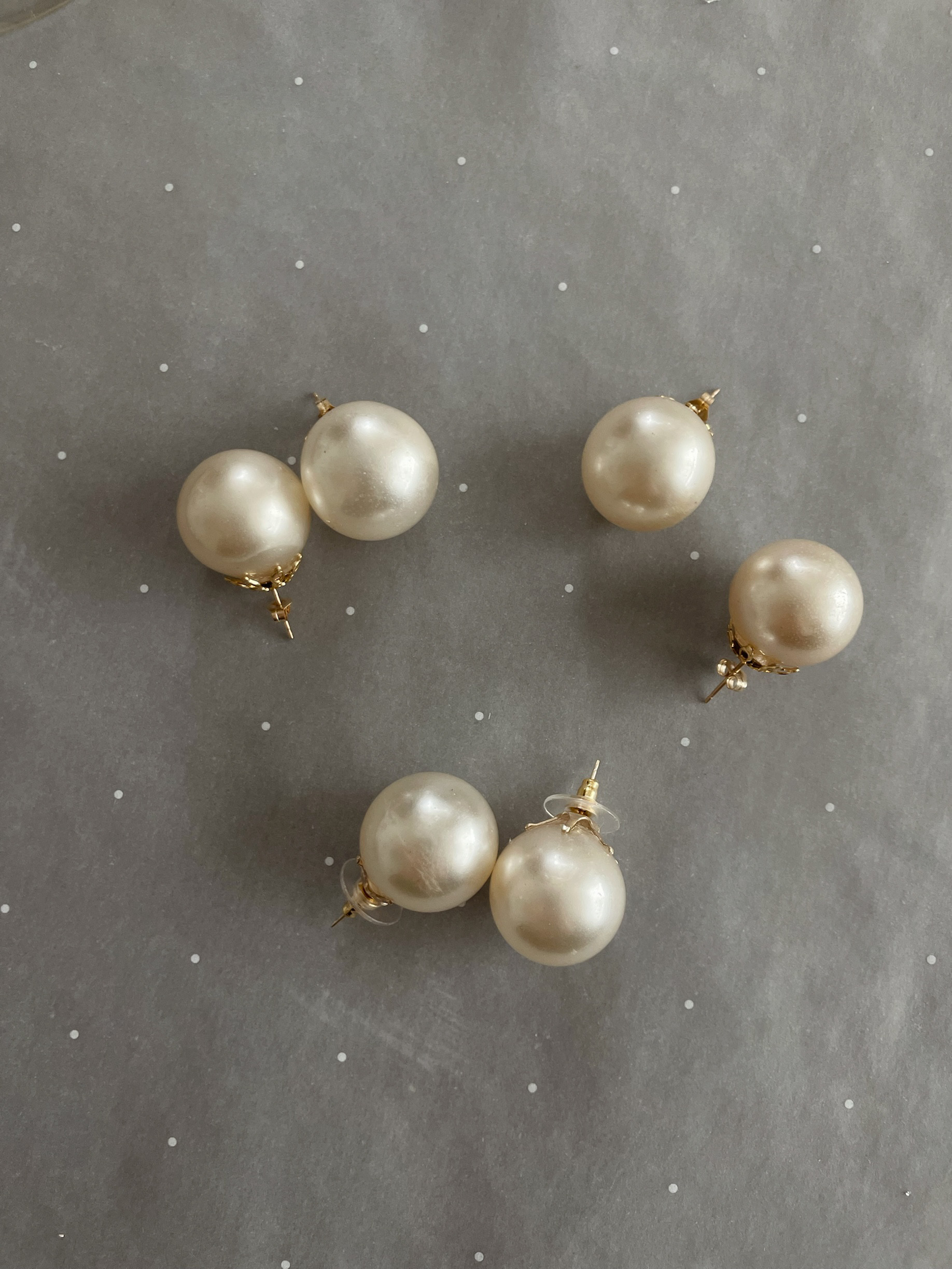 antique soufflé pearl pierce ꙳ アンティーク ビッグパール ピアス グラスパール ピアス