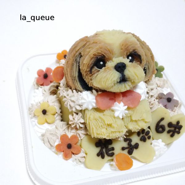 ＜犬用ケーキ＞愛犬の似顔絵ケーキ　ミニケーキ１頭のせ★