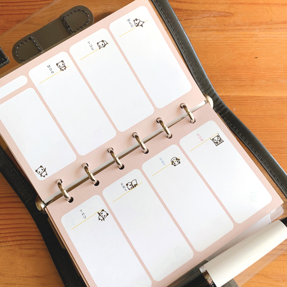 ミニ6】パンダのウィークリー・システム手帳リフィル/横 手帳 emuco