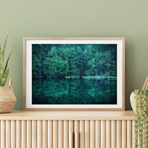 新緑の御射鹿池 インテリアアートポスター IVYL-197 湖沼 風景 信州