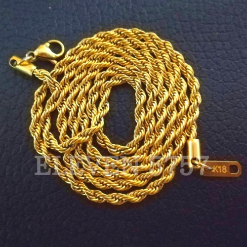 K18 刻印 ねじれ パイプロープ ウェーブ チェーン ネックレス 18